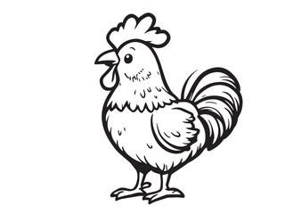 Rooster Line Art Illustration