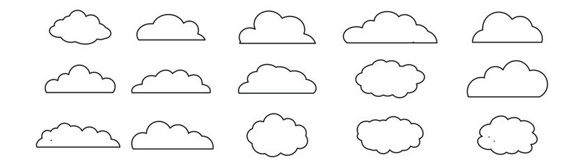 clouds lines icon collection. Set of Cloud Icons vector illustration.
