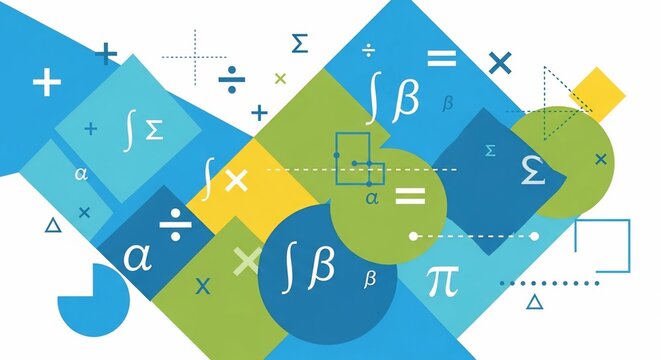 Mathematical Symbols and Shapes Background for Science and Education. - Powered by Adobe