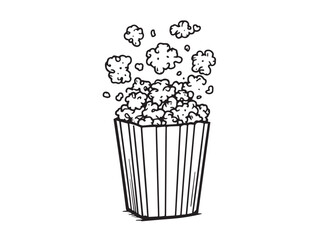 Salted popcorn Line Art Illustration