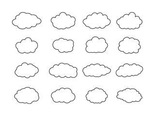 clouds lines icon collection. Set of Cloud Icons vector illustration.