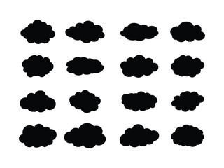 Grid of Cartoon Cloud Shapes – Cloud Icon Pack for Weather & Sky Design.
