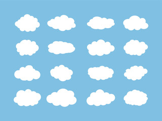Collection of cloud illustrations. Vector set of cartoon clouds in flat design. Cloud icon set vector.
