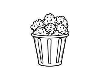 Salted popcorn Line Art Illustration