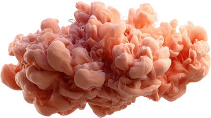 Abstract Pink Ink Cloud on Transparent Background