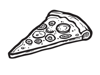 Sausage pizza Line Art Illustration