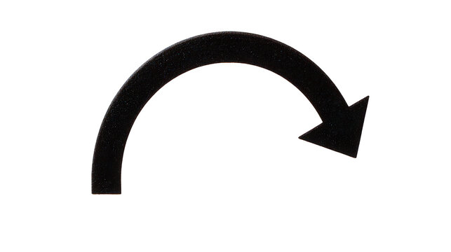 Black Glitter Curved Arrow on Transparent Background