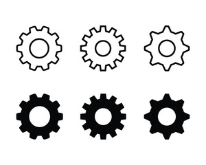 Gear set. Gear wheel icons. Gear setting vector icon set. Cogwheel icons UI vector. Gears mechanism and cog wheel on white background.
