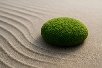 Obraz premium Zen Concept with Moss-Covered Stone on Sand
