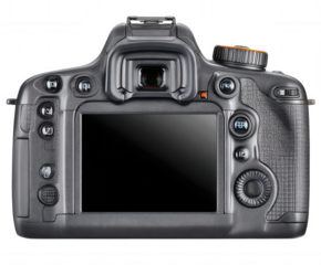 Rear view of a digital camera isolated on transparent background