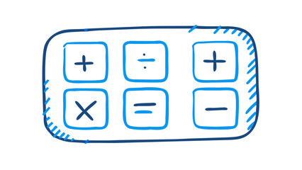Blue calculator buttons doodle math symbols