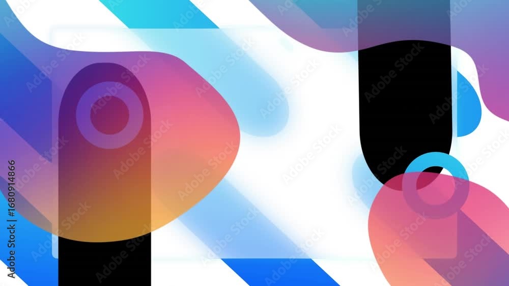 Aufkleber digital animation of colorful abstract shapes moving against blue gradient background