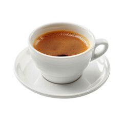 Espresso in white cup and saucer