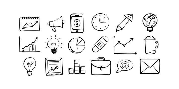 Business and Finance Icons hand drawn doodle