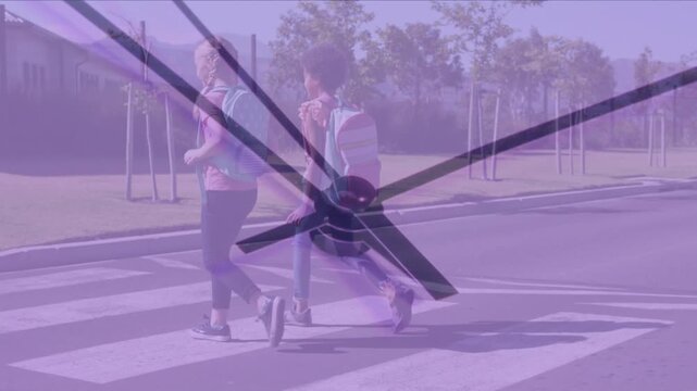 Animation of network of connections over drone with parcel over airport