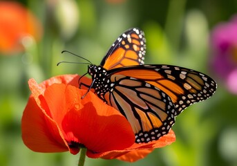 Fototapeta premium Monarch Butterfly on Poppy