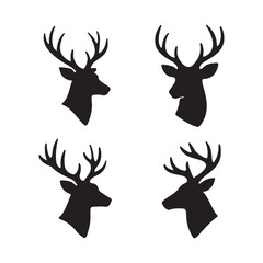 Naklejka premium Deer Head and Stag Silhouettes Vector Set for Animal and Nature Logo