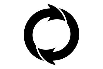 Circular arrows symbol representing refresh or recycle isolated on transparent background