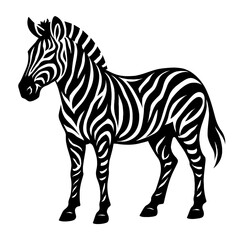 Obraz premium Black and White Zebra Standing - Vector Graphic of a Wild African Animal