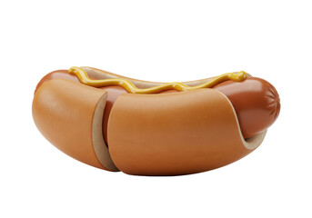 Isolated appetizing hot dog with mustard topping, tempting fast food treat for lunch or dinner