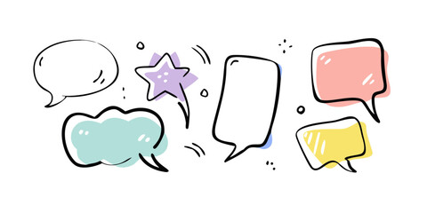 Colorful hand drawn speech bubbles conversation communication