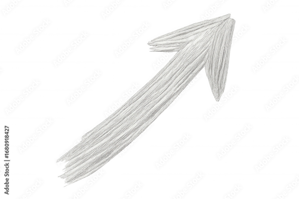 Poster white arrow pointing upwards created with a brush stroke effect, isolated on transparent background