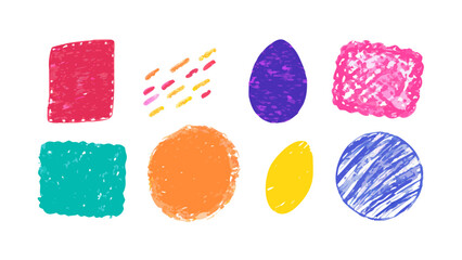 Colorful textured abstract shapes hand drawn