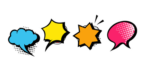 Comic style speech bubbles dialogue communication