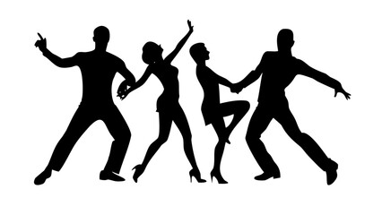 Couple dancing salsa with flowing dress latin dance