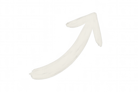 Pencil-sketched upward curving arrow indicating business growth, success trajectory on transparent backdrop