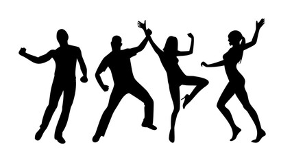 Diverse people dancing joyfully silhouettes celebration