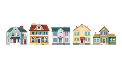 Diverse houses in a row residential buildings