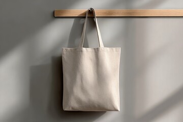 Minimalist Tote Bag Mockup on Hook for Branding and Packaging
