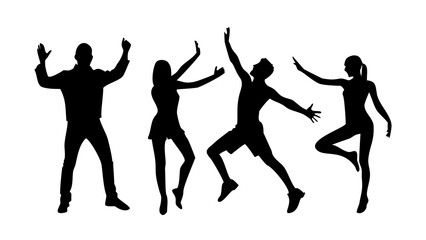 Energetic man dancing with arms raised silhouette person