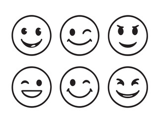 Fototapeta premium smiling emoji face Line Art Illustration