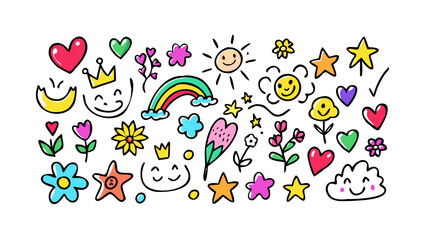 Fun rainbow and star doodles stars hearts