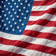Close up detailed view of the american flag stars and stripes fabric texture