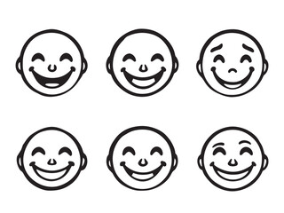 smiling emoji face Line Art Illustration
