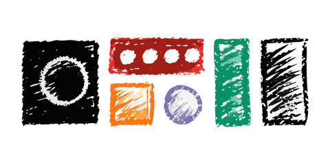 Hand drawn chalk shapes drawing abstract