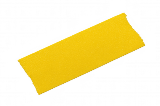 Yellow masking tape close-up, transparent background, offering clean workspace for creative design placement