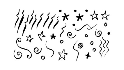Hand drawn collection of motion lines graphic elements
