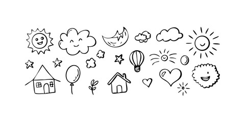 Hand drawn doodle of a smiling sun illustration