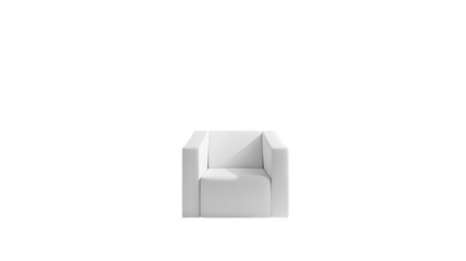 Modern white armchair, isolated on transparent background