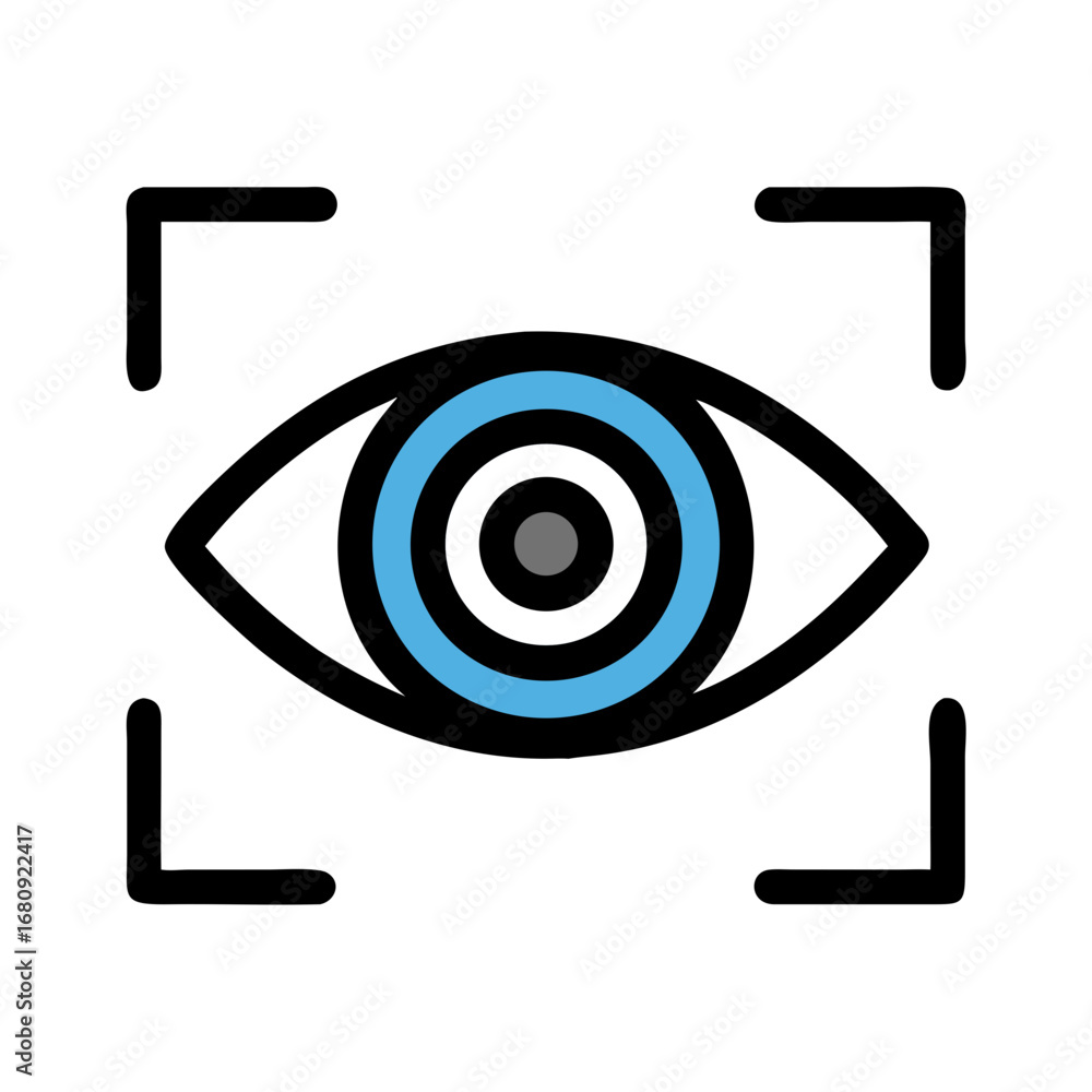 Poster vector art of eye scan icon with focus frame, representing biometric identification, security access