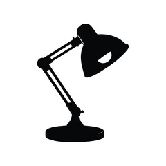 Black and white illustration of a desk lamp for reading or studying, office desk lamp silhouette vector illustration