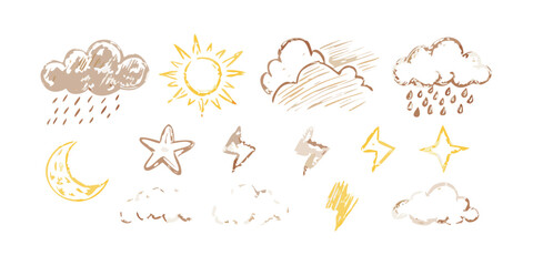 Hand drawn weather icons clouds