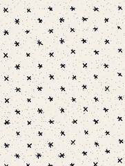 Pattern Design Featuring Black Crosses and Dots on a Light Background Suitable for Textile or Wallpaper Applications