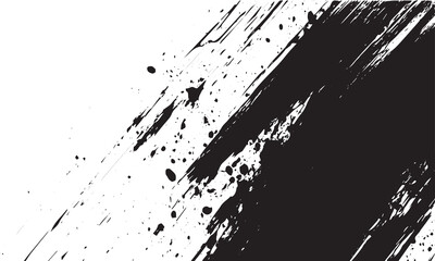 Abstract Black and White Brush Stroke Background with Splashes. This dynamic black and white background features dramatic brush strokes and splashes, creating a bold and impactful design.