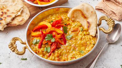 Dal with roasted vegetables