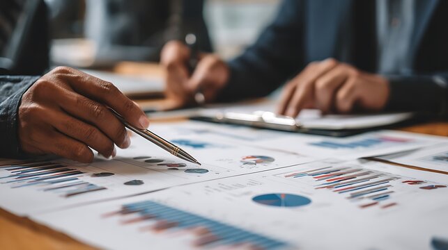 business people meeting to analyse and discuss and brainstorming the financial report chart data in office financial advisor teamwork and accounting concept.